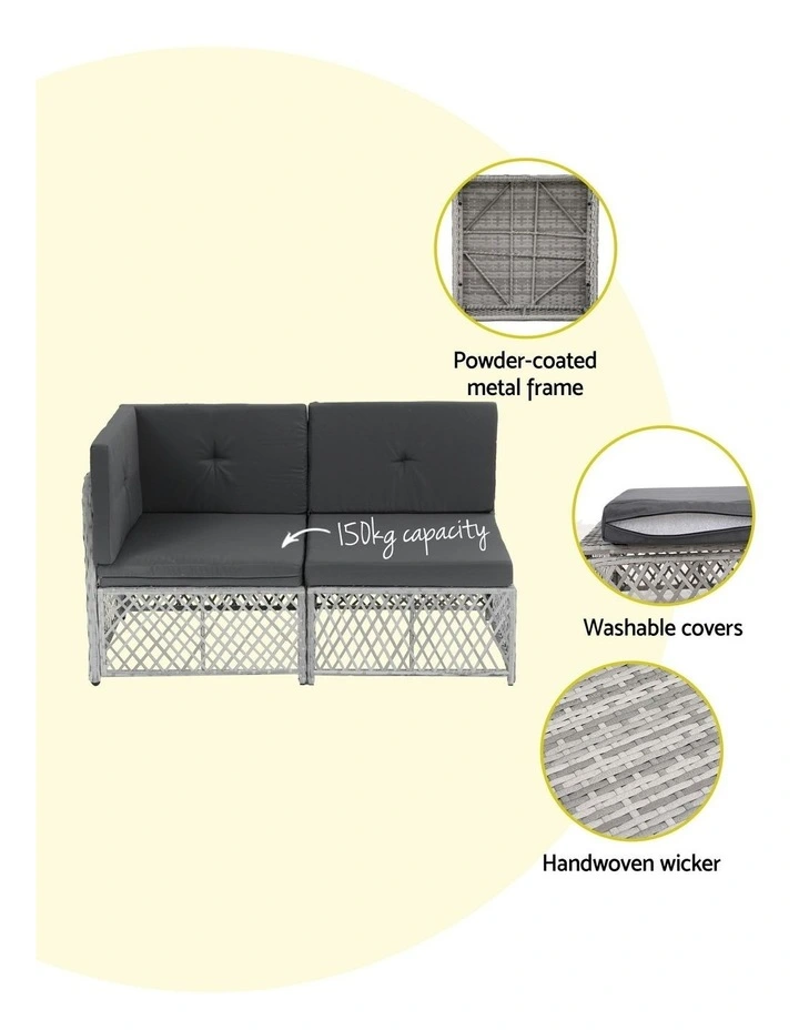 6 Seater Outdoor Sofa Set 7 Pieces in Grey image 6