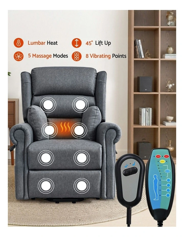Electric Recliner Chair Power Lift Massage Heated Recliner Sofa in Grey image 5