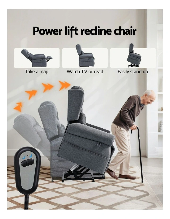 Electric Recliner Chair Power Lift Massage Heated Recliner Sofa in Grey image 6