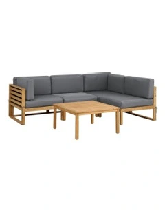 4 Seater Outdoor Sofa Set 5 Pieces in Dark Grey