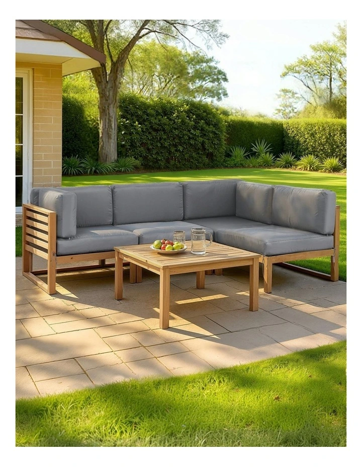 4 Seater Outdoor Sofa Set 5 Pieces in Dark Grey image 3