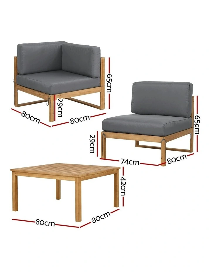 4 Seater Outdoor Sofa Set 5 Pieces in Dark Grey image 4