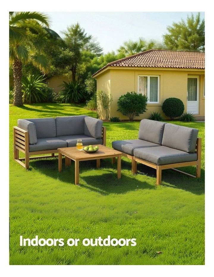 4 Seater Outdoor Sofa Set 5 Pieces in Dark Grey image 5