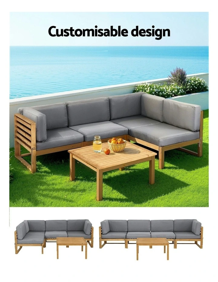 4 Seater Outdoor Sofa Set 5 Pieces in Dark Grey image 6