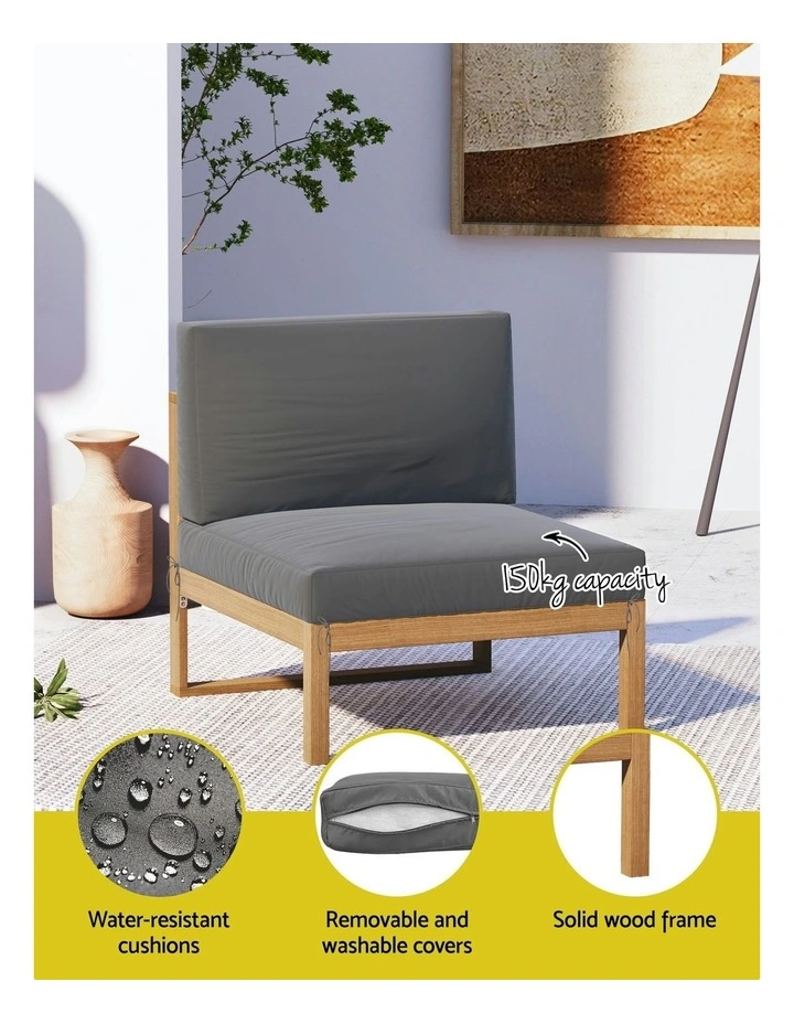 4 Seater Outdoor Sofa Set 5 Pieces in Dark Grey image 7