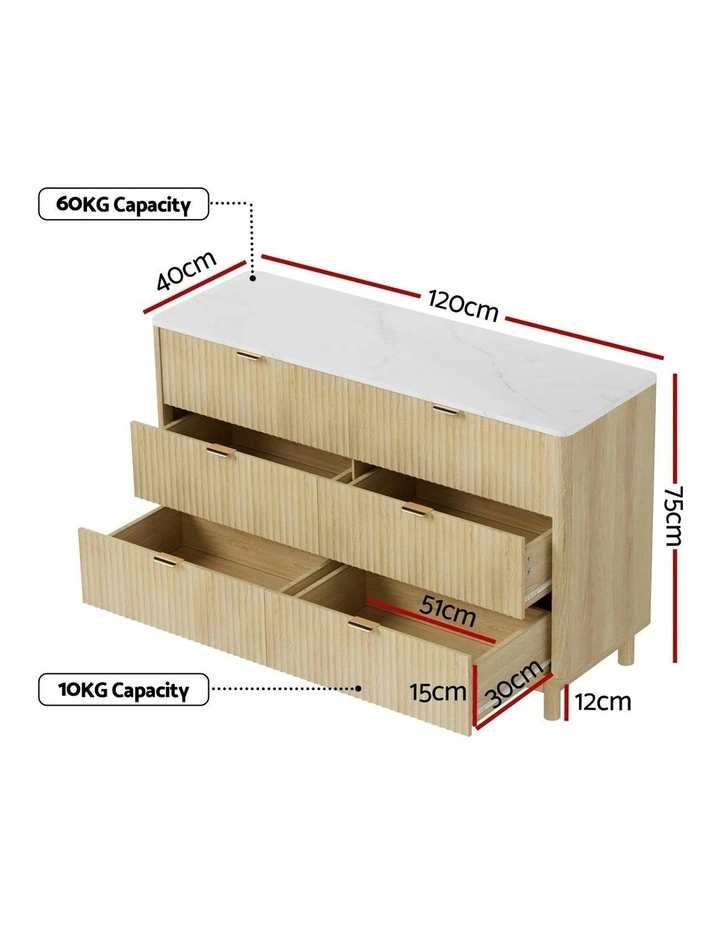 6 Chest of Drawers Dresser Table in Pine image 4