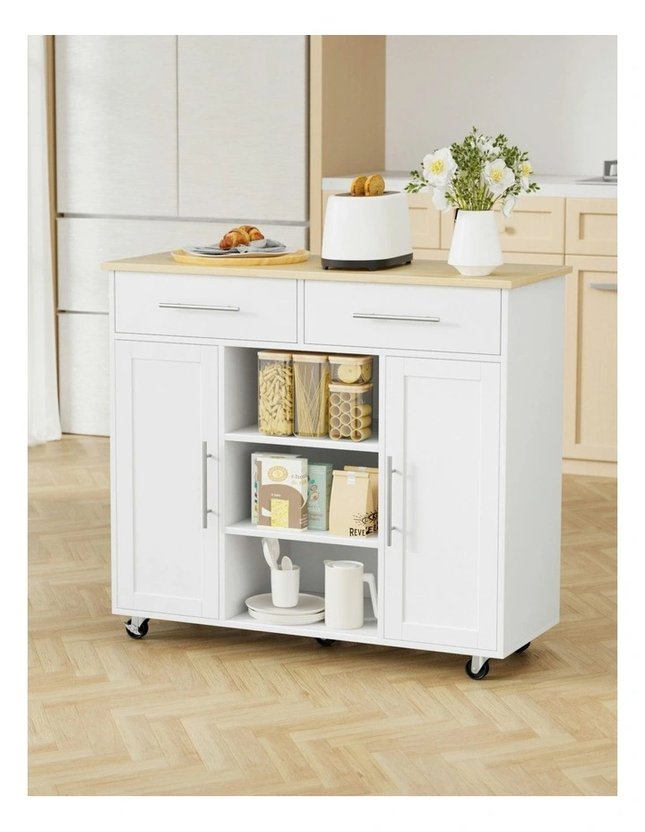 Kitchen Island Cart 100cm in White image 3