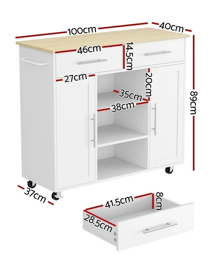 Kitchen Island Cart 100cm in White image 4