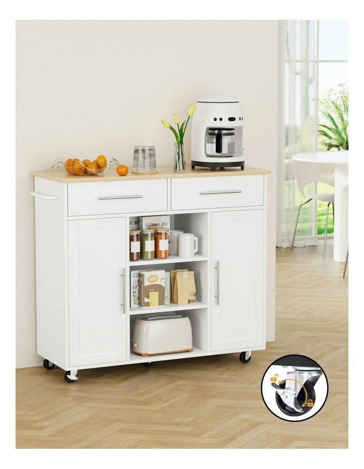 Kitchen Island Cart 100cm in White image 5