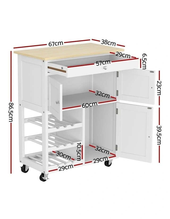 Kitchen Island Cart in White image 4