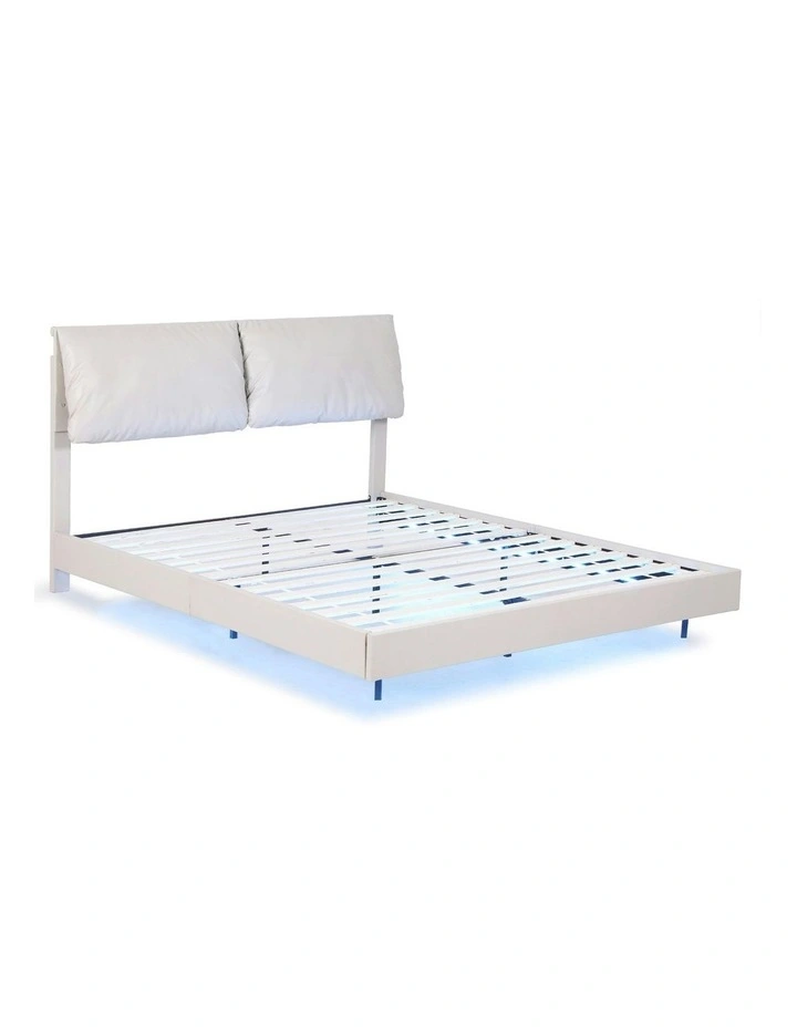 RGB LED Double Bed Frame in White image 1