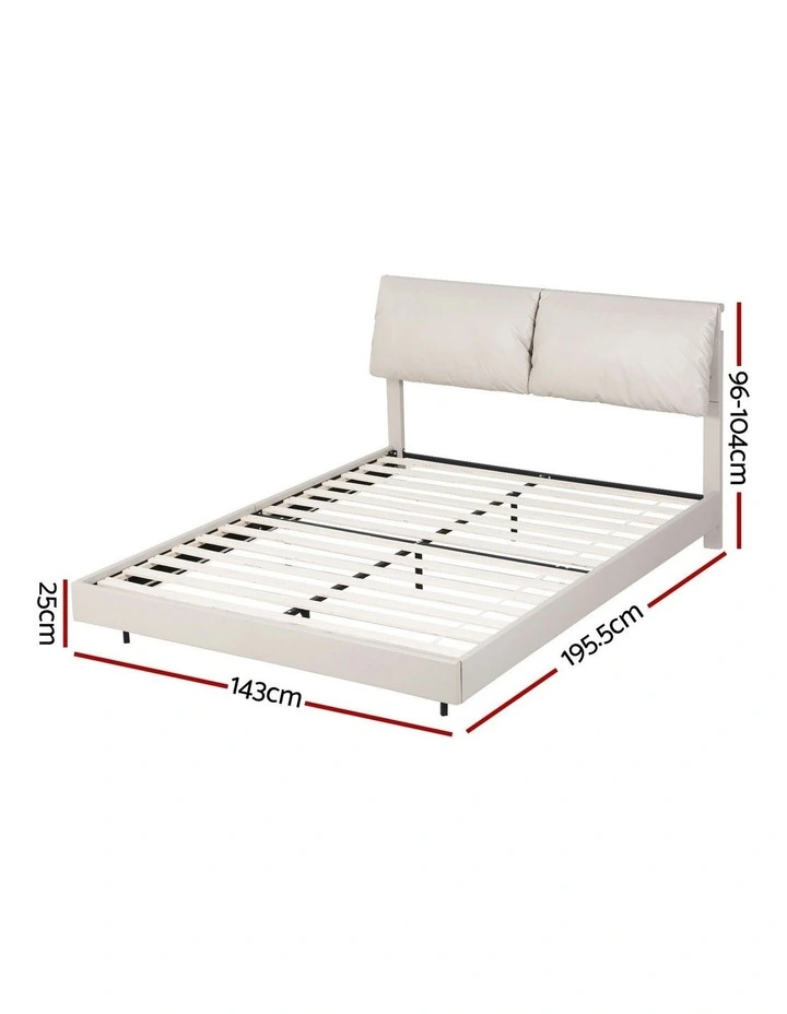 RGB LED Double Bed Frame in White image 4