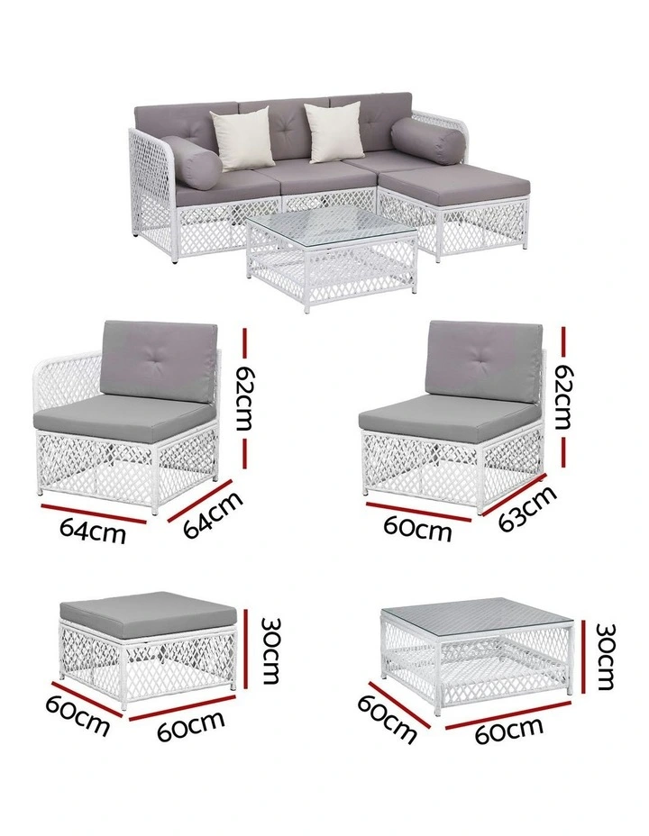 Outdoor Sofa Set 5 Pieces in Multi image 4