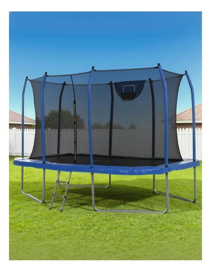 Trampoline With Basketball Set Safety Net 12FT in Black image 3