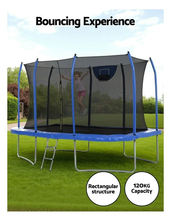Trampoline With Basketball Set Safety Net 12FT in Black image 5