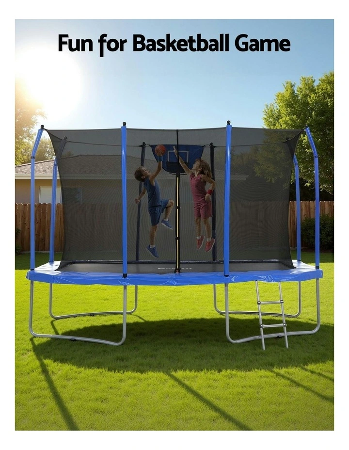 Trampoline With Basketball Set Safety Net 12FT in Black image 6