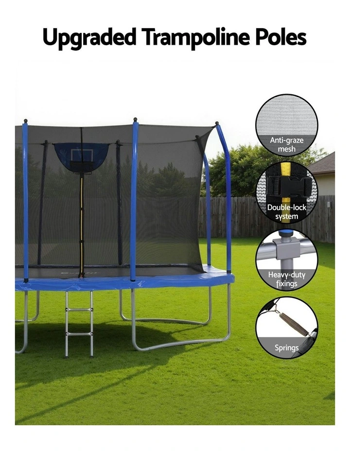 Trampoline With Basketball Set Safety Net 12FT in Black image 7