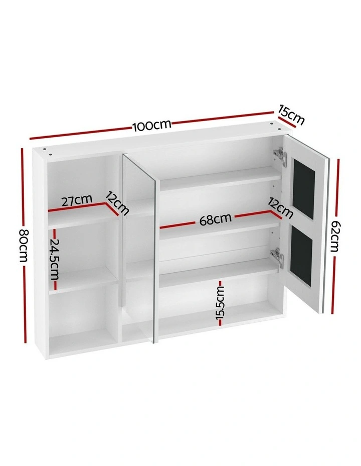 Bathroom Mirror Cabinet 100cm in White image 4