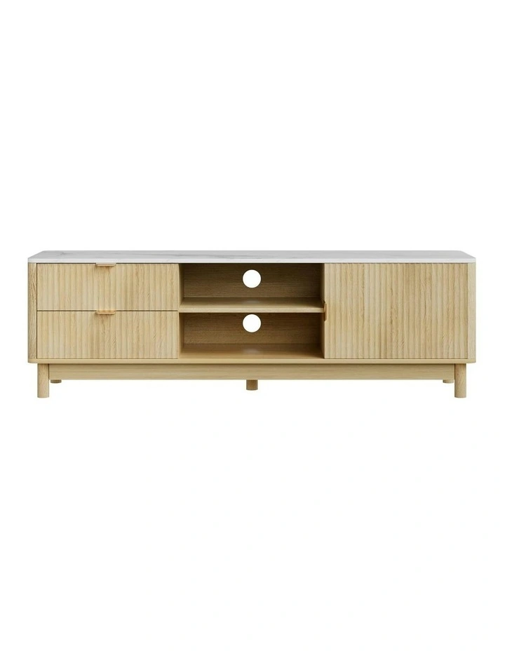 Entertainment Unit Storage Drawer Shelf 150cm in Pine image 1