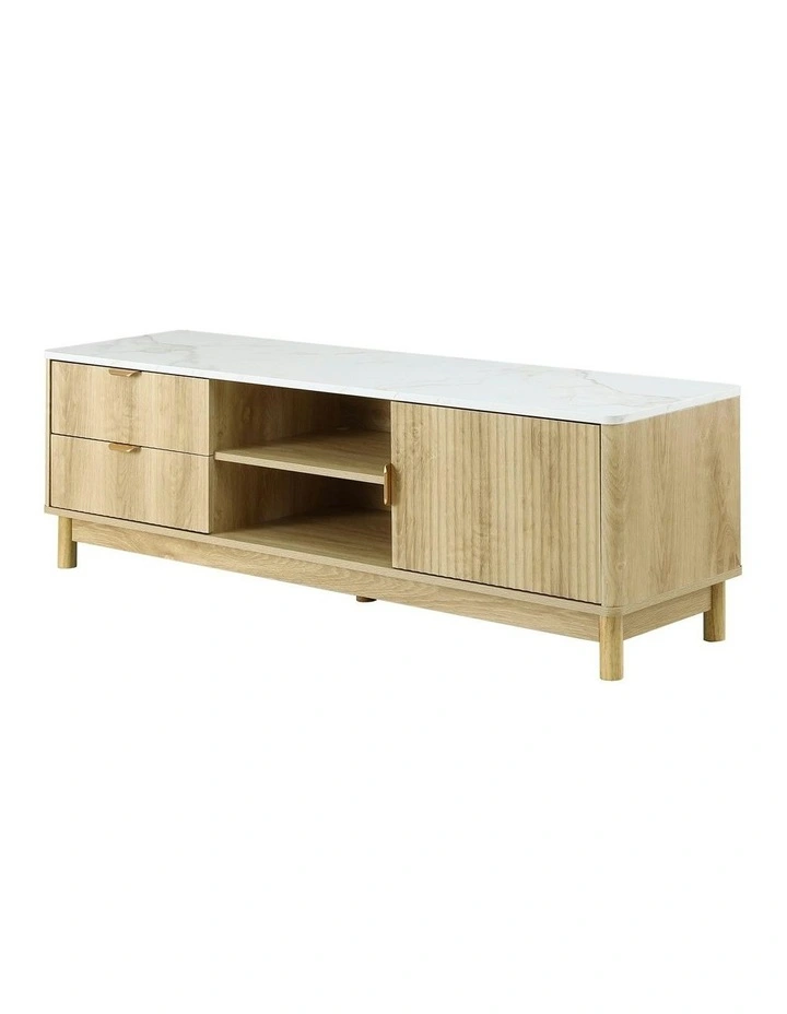 Entertainment Unit Storage Drawer Shelf 150cm in Pine image 2