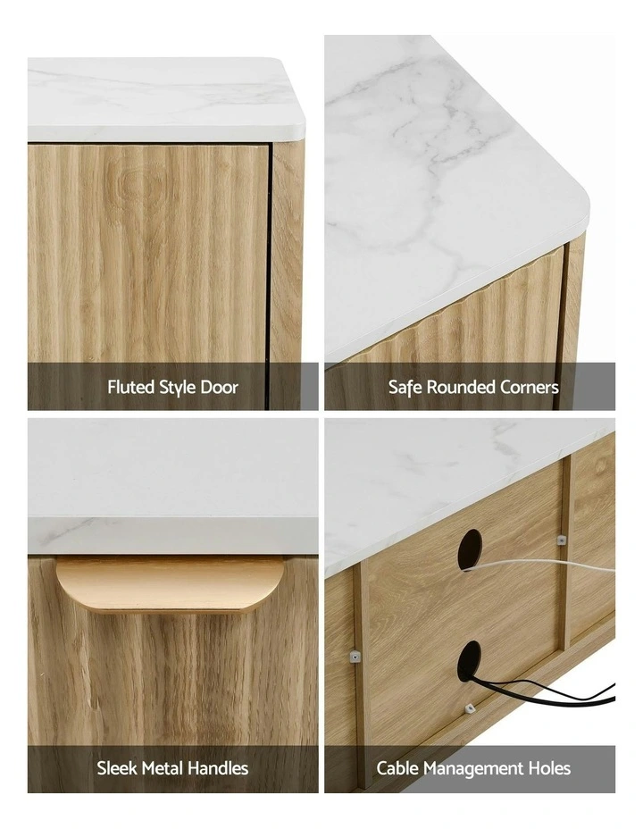 Entertainment Unit Storage Drawer Shelf 150cm in Pine image 7