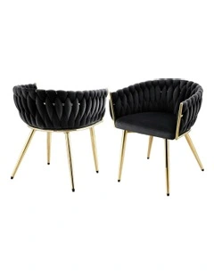 Dining Chairs Set Of 2 in Black