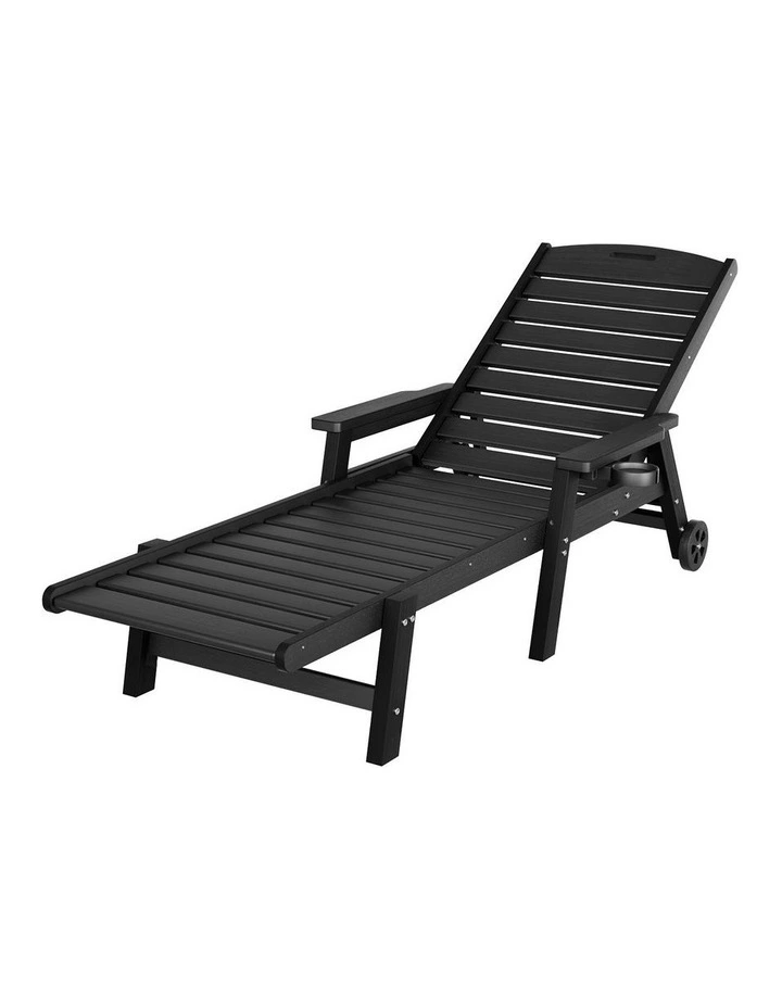 Sun Lounge Beach Chair With Wheels in Black image 1