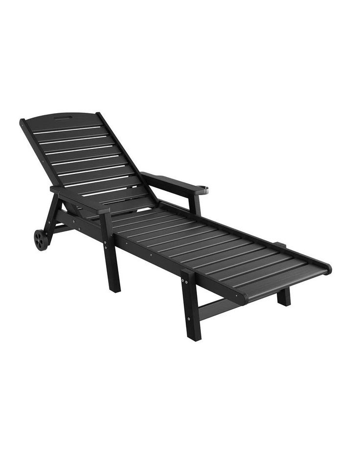 Sun Lounge Beach Chair With Wheels in Black image 2