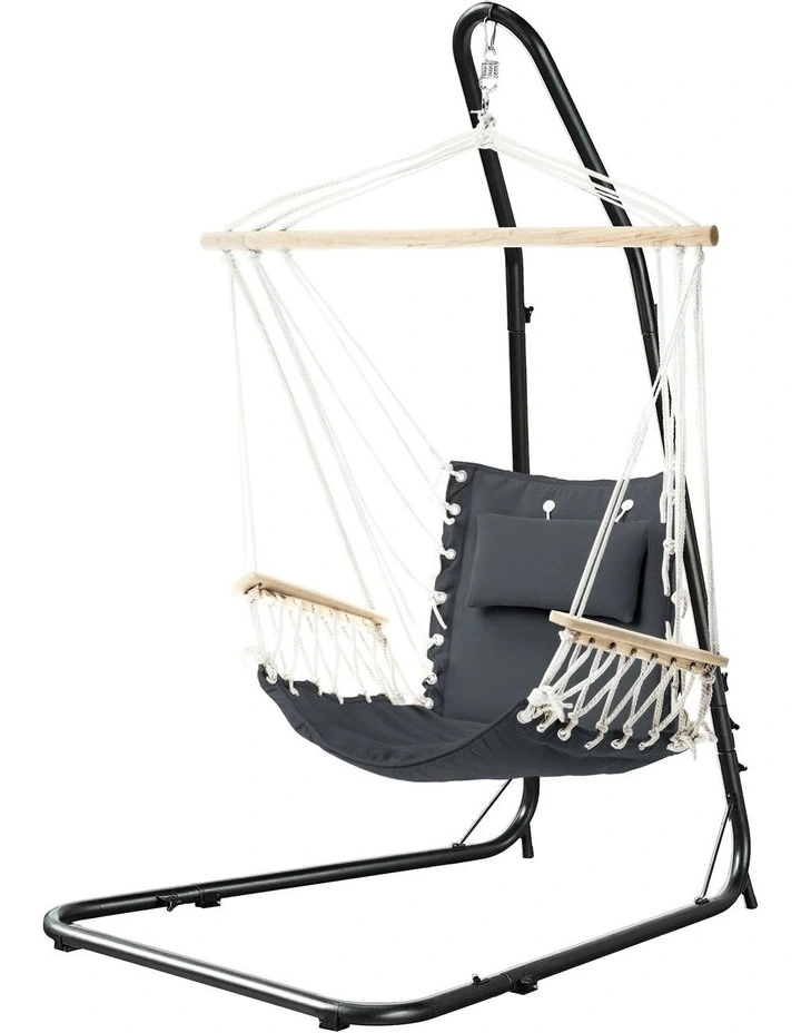 Hammock Chair With Heavy Duty Steel Stand in Black image 2
