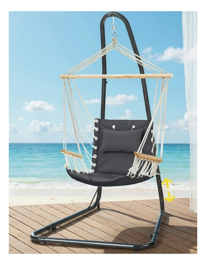 Hammock Chair With Heavy Duty Steel Stand in Black image 3