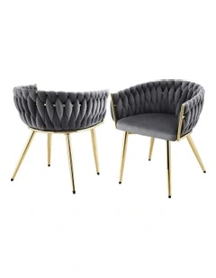 Dining Chairs Set Of 2 in Grey