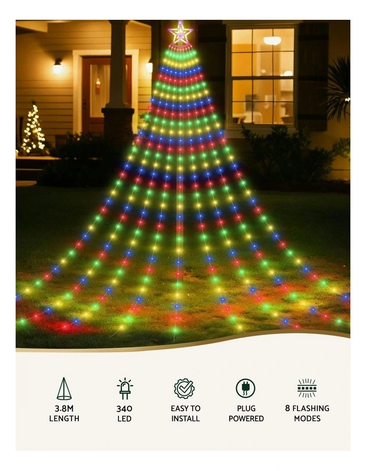 LED String Waterfall Christmas Lights 3.8m in Multi image 5