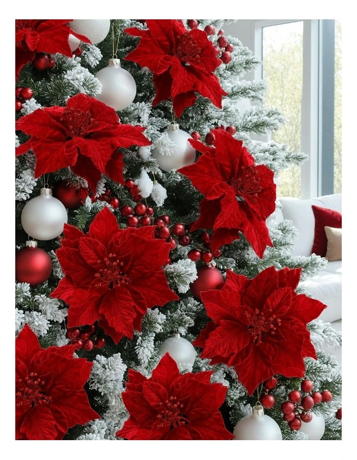 Christmas Tree Flowers Set 14Pieces in Red image 3