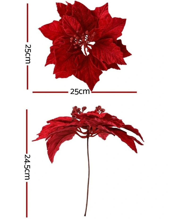 Christmas Tree Flowers Set 14Pieces in Red image 4
