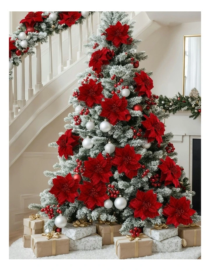 Christmas Tree Flowers Set 14Pieces in Red image 5