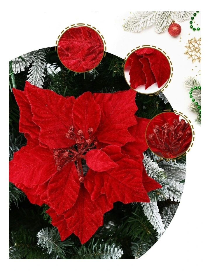 Christmas Tree Flowers Set 14Pieces in Red image 7