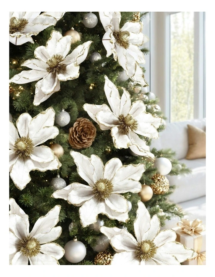 Christmas Tree Flower Set Of 14 Pieces in White image 3