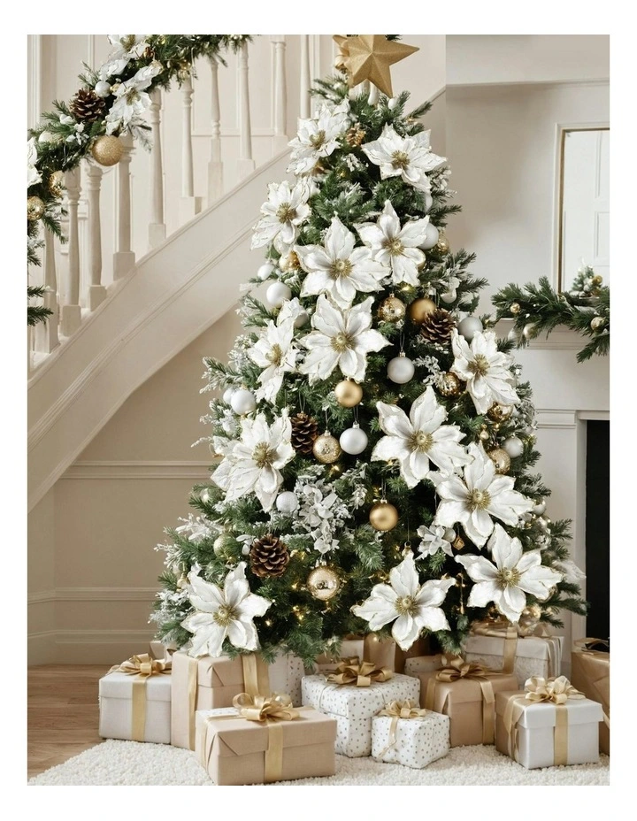 Christmas Tree Flower Set Of 14 Pieces in White image 5