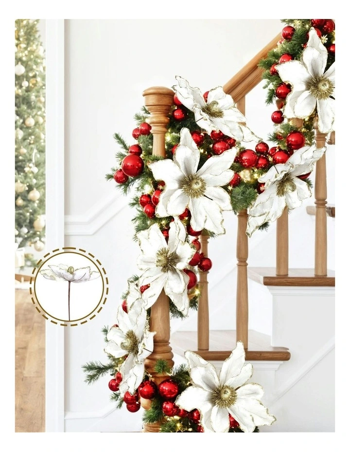 Christmas Tree Flower Set Of 14 Pieces in White image 6