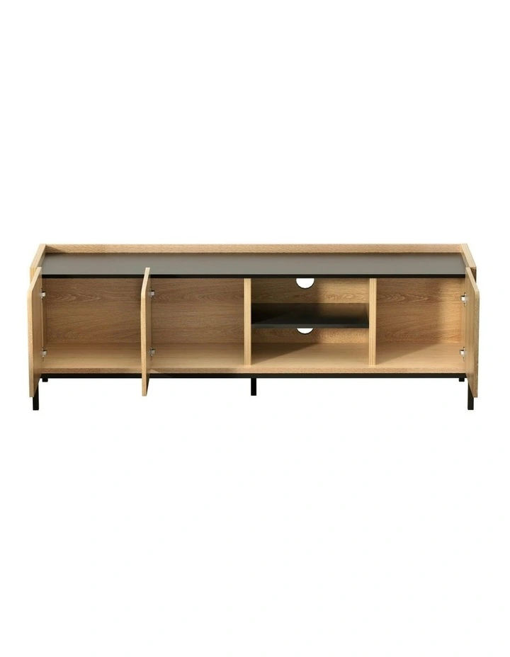 Entertainment TV Unit Storage Cabinet Shelf 160cm in Pine image 2