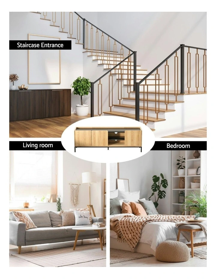 Entertainment TV Unit Storage Cabinet Shelf 160cm in Pine image 5