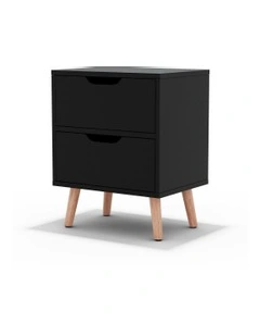 Bedside Table 2 Drawers in Black
