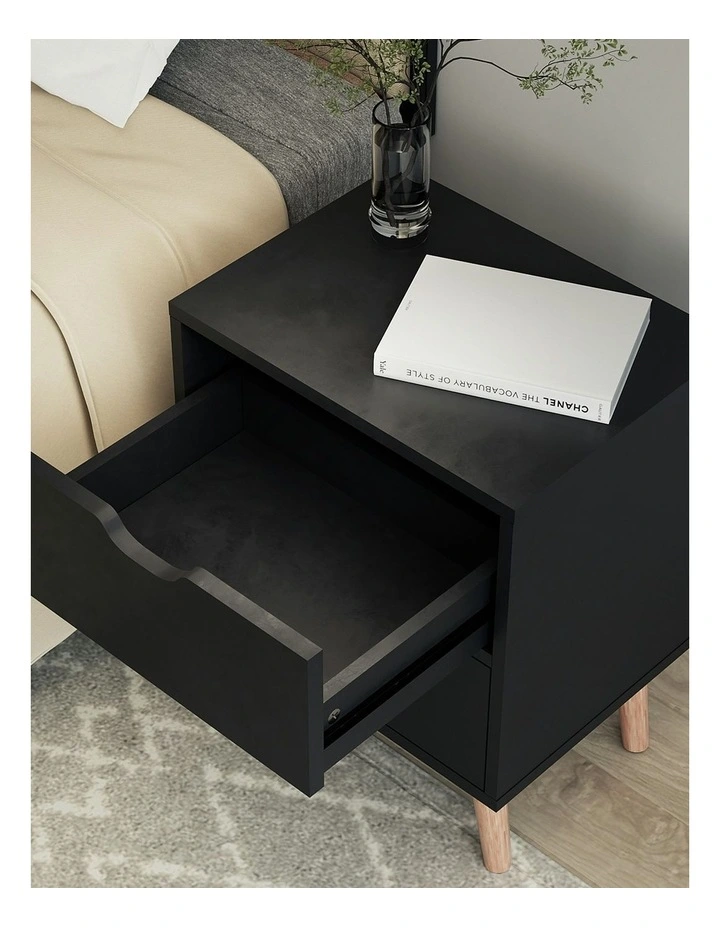 Bedside Table 2 Drawers in Black image 5