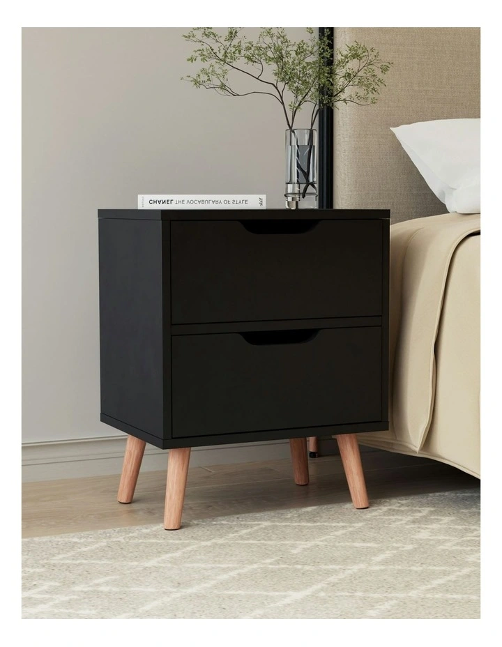 Bedside Table 2 Drawers in Black image 6
