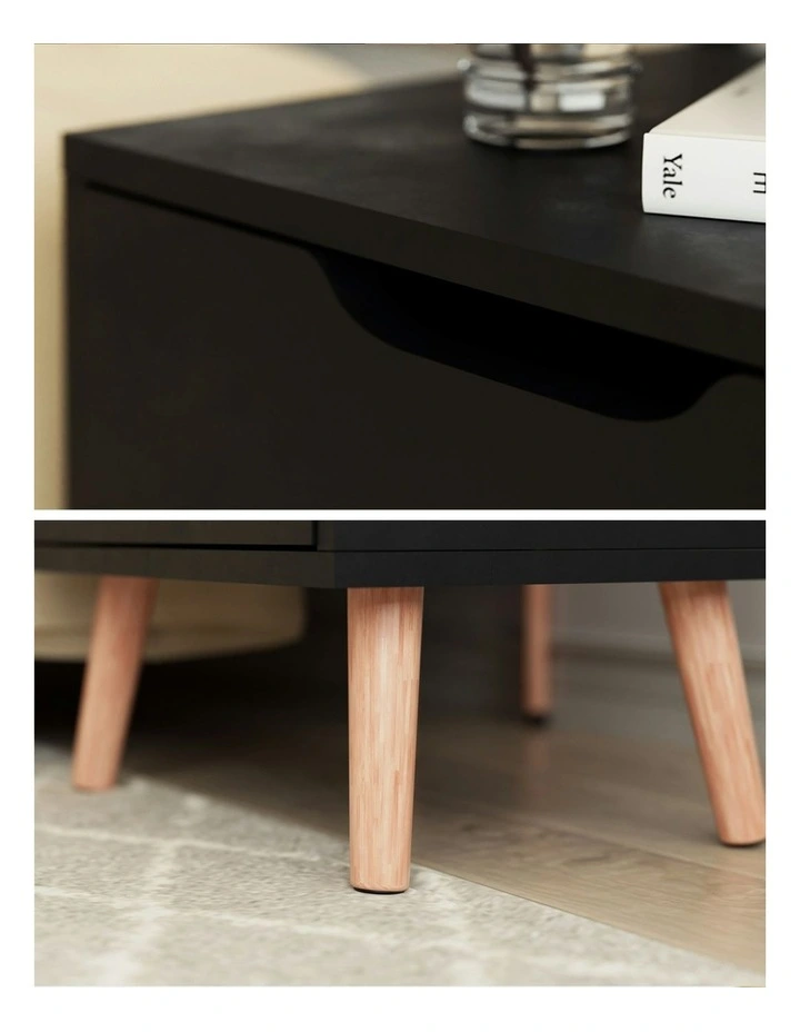Bedside Table 2 Drawers in Black image 7