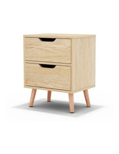 Bedside Table 2 Drawers in Pine