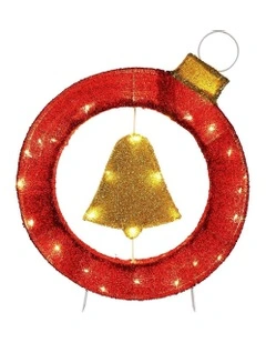 Christmas Lights Motif 30 LED Bell Wreath Xmas Decorations 60cm