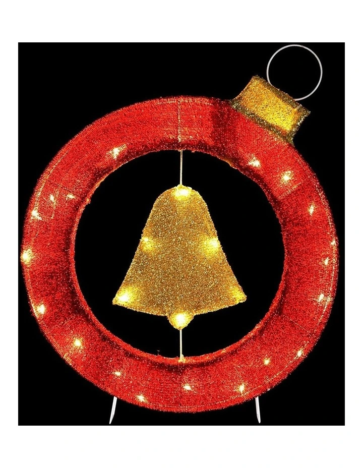 Christmas Lights Motif 30 LED Bell Wreath Xmas Decorations 60cm image 2