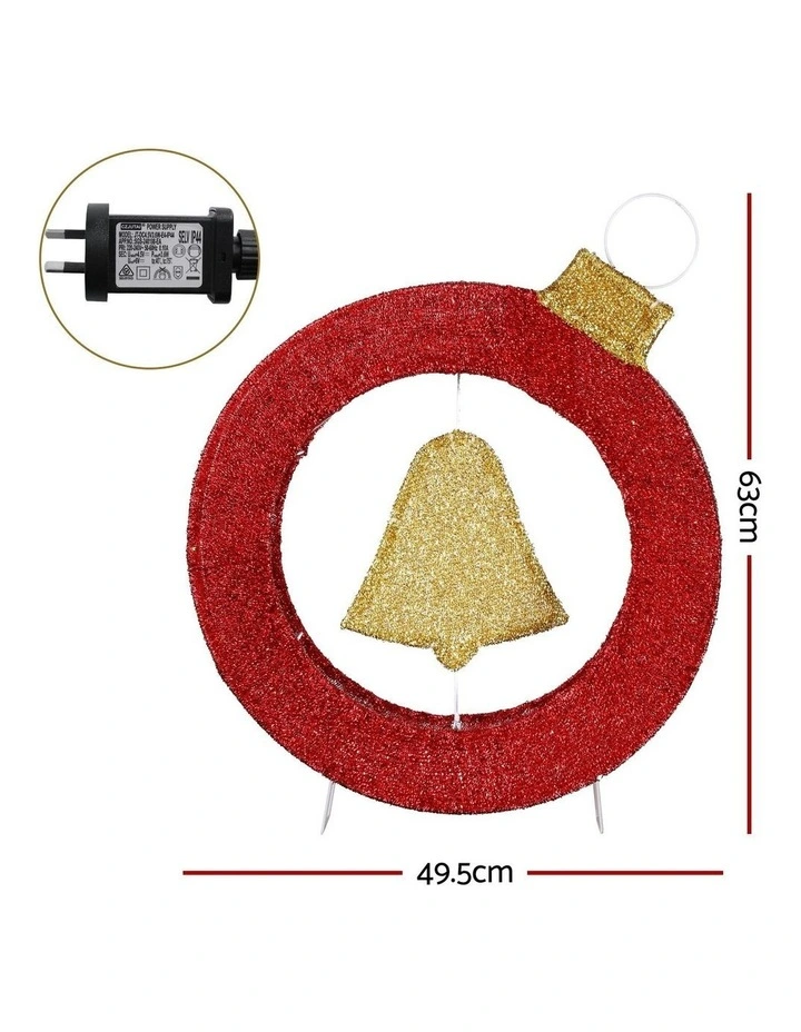 Christmas Lights Motif 30 LED Bell Wreath Xmas Decorations 60cm image 4