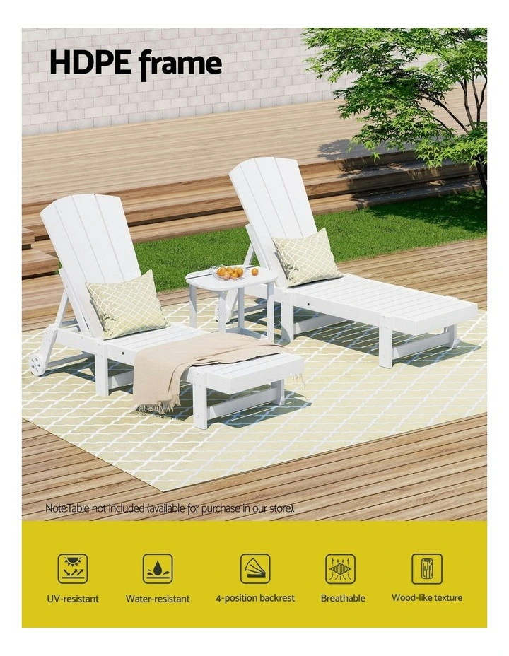 Sun Lounge Beach Chair in White image 5